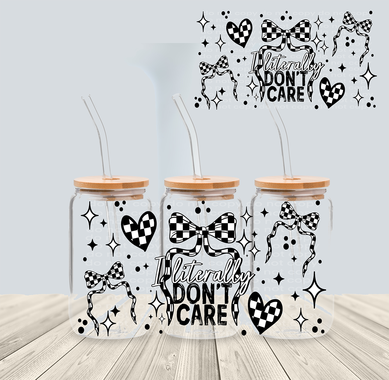 I Literally Don't Care- 16oz Libbey Glass - *Ready to Ship*