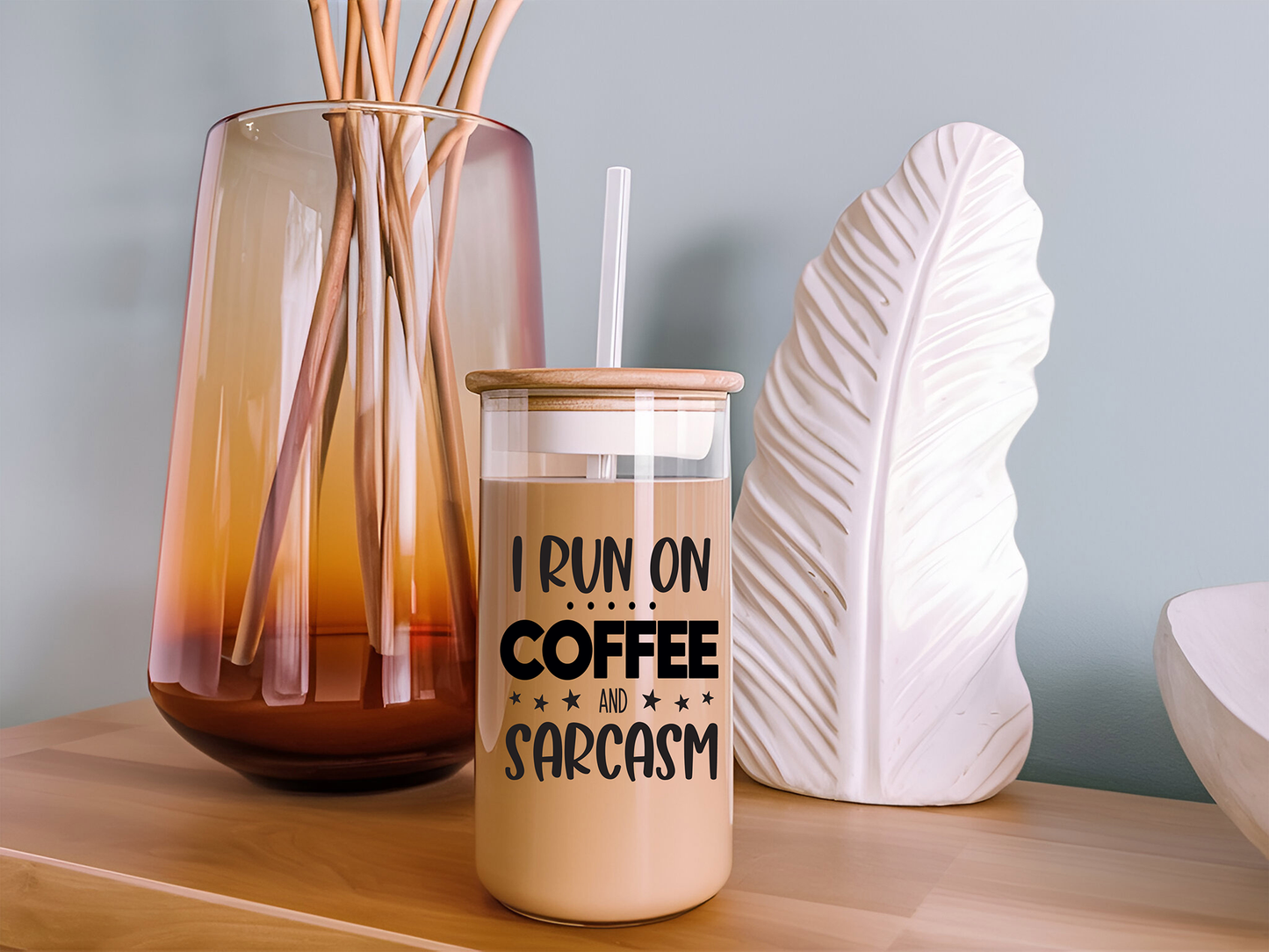 I Run on Coffee & Sarcasm - 16oz Libbey Glass - *3-5 Business Days*