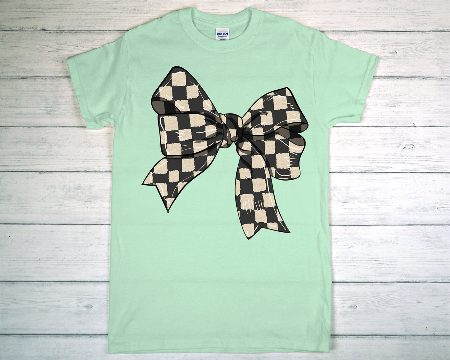Checkered Bow -  T-Shirt-*Ready to Ship*