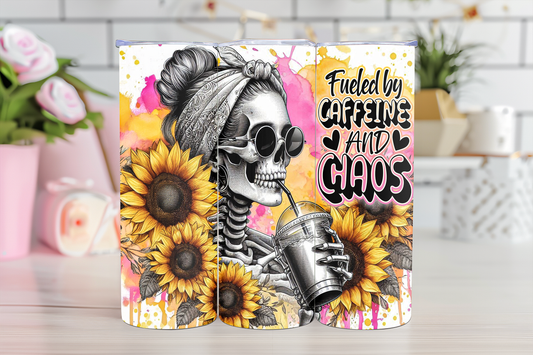 Fueled By Chaos & Caffeine - 20oz Sublimation Tumbler