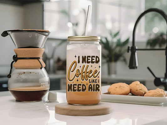 I Need Coffee - 16oz Libbey Glass - *Ready to Ship*