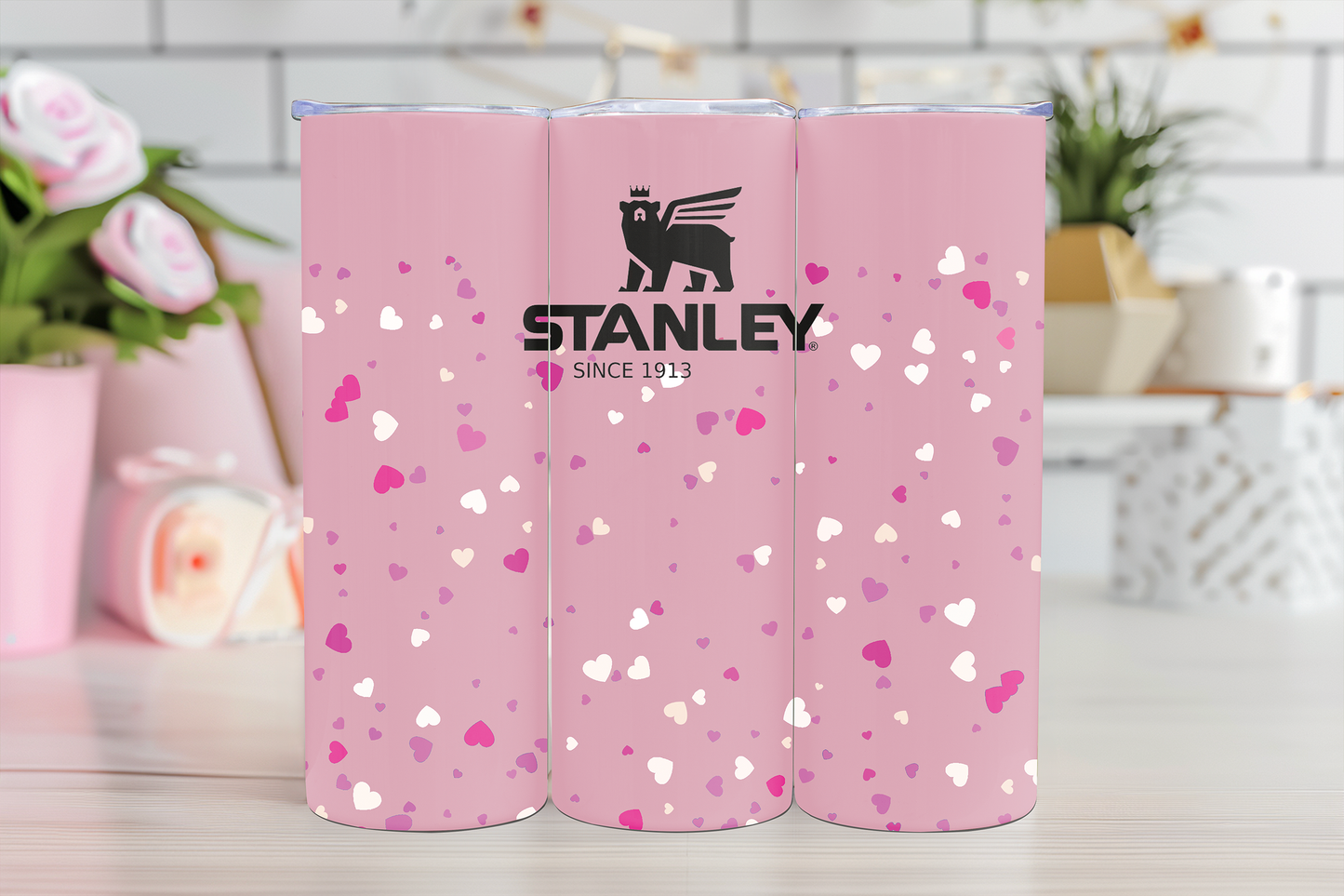 Light Pink hearts - 20oz Sublimation Tumbler - *Ready To Ship*