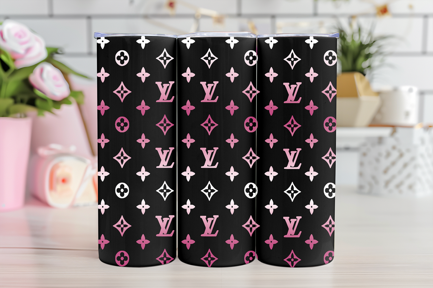 BLK/White/Pink- 20oz Sublimation Tumbler